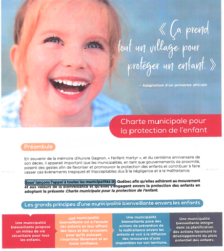 Charte municipale pour la protection de l&rsquo;enfant