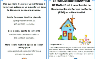 Recherche activement des responsables de service de garde en milieu familial