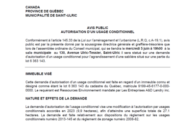 Avis public: Demande d&rsquo;usage conditionnel