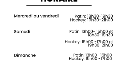 Horaire de la patinoire 2025-2026