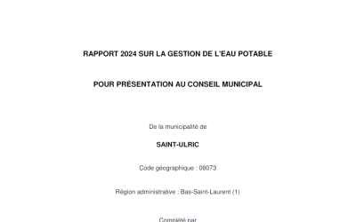 Rapport sur la gestion de l’eau potable