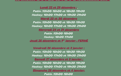 Patinoire: horaire des fêtes