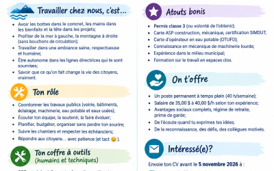 Offre d’emploi: Directeur (trice) des Travaux Publics